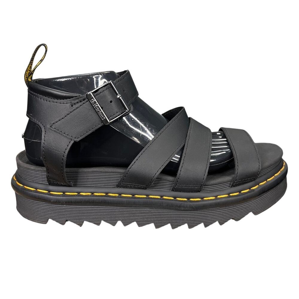 Dr. Martens Women’s Blaire Black Leather Platform Sandals Size US 10
